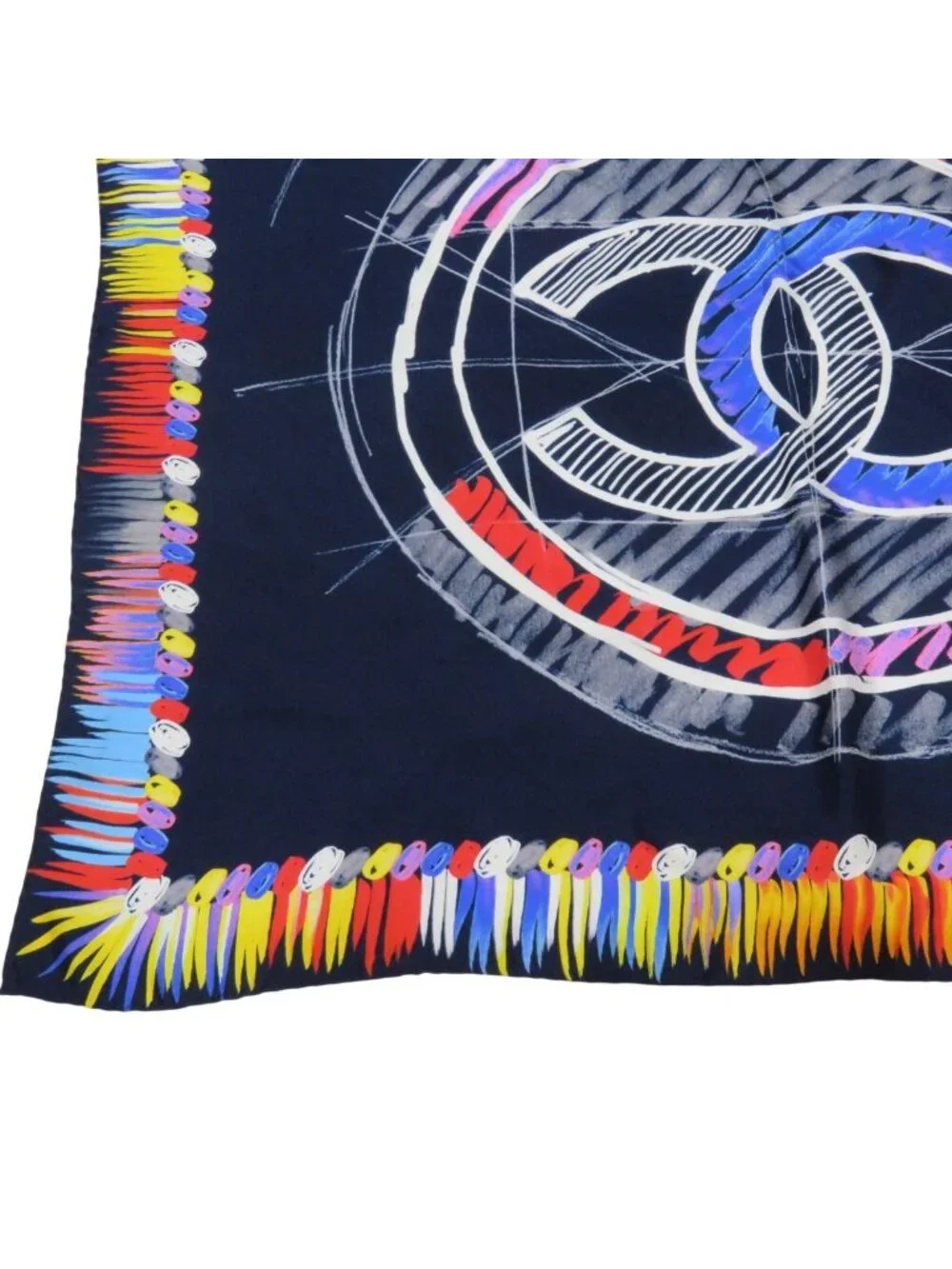 Chanel Scarf Silk Scarves Blue